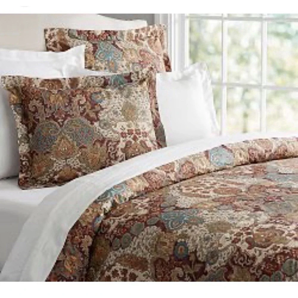 Pottery‎ Barn Angelina Reversible Pillow Sham Euro Size. Boho Cotton